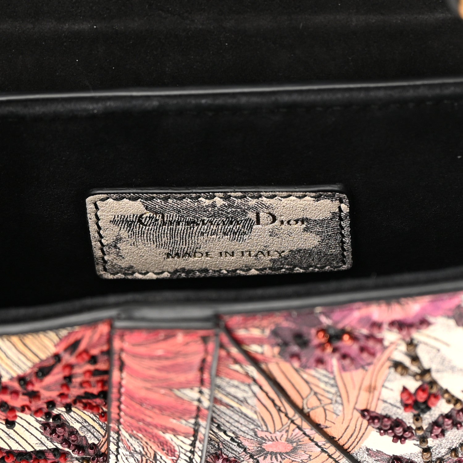 Christian Dior Calfskin Embroidered Phoenix Mini Saddle Bag Red Multicolor 6 of 17
