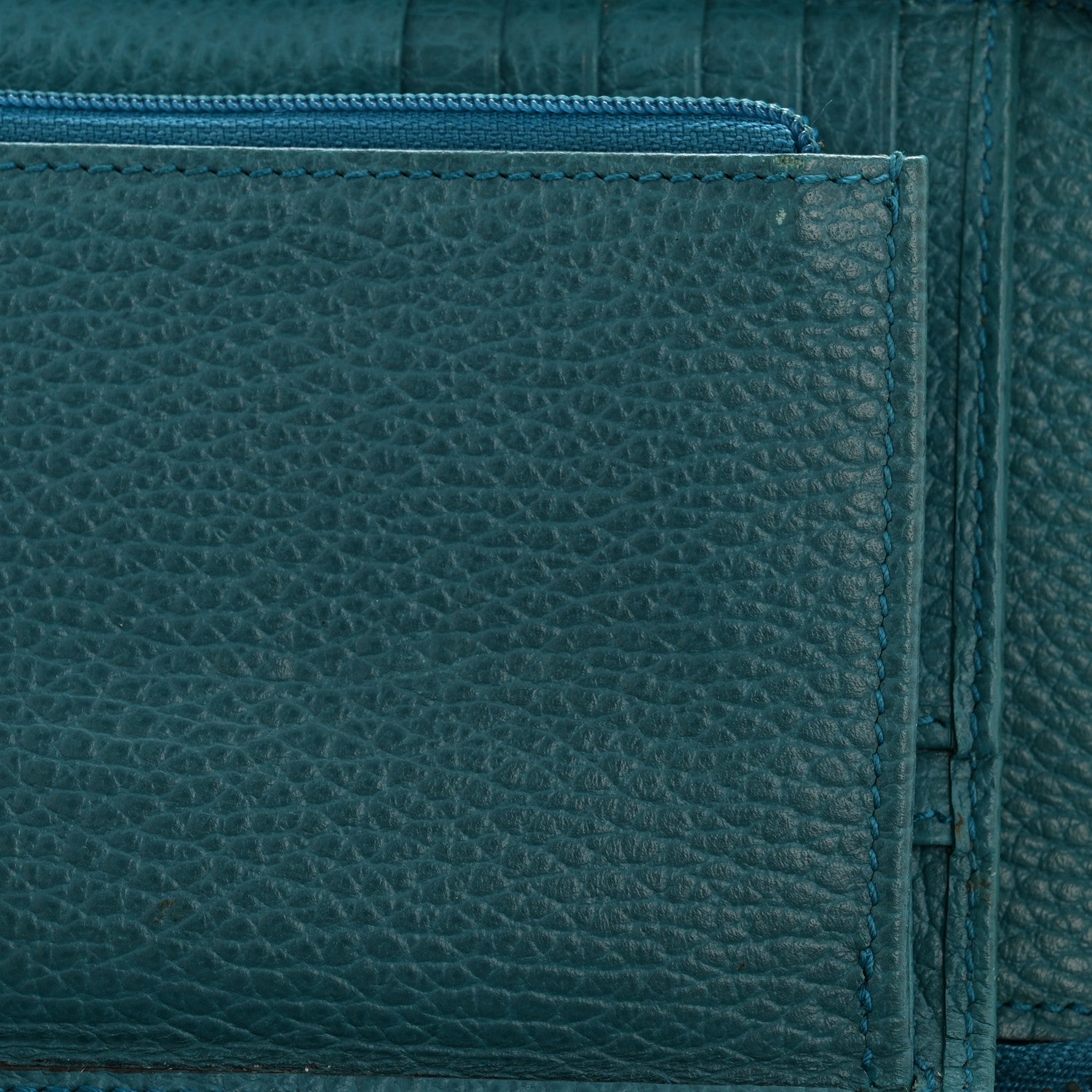 Gucci Monogram Dollar Calfskin Zip Around Compact Wallet Beige Ebony Deep Cobalt 8 of 9
