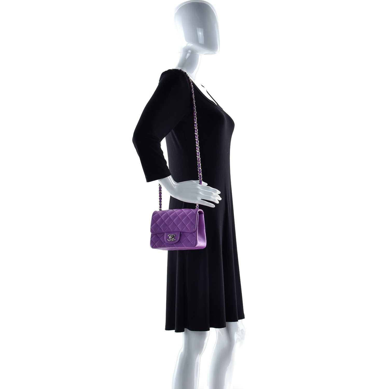 Chanel Lambskin Quilted Mini Square Flap Purple 2 of 11