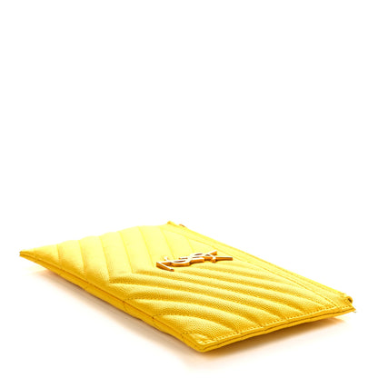 Saint Laurent Grain De Poudre Chevron Monogram Bill Pouch Mimosa 8 of 9