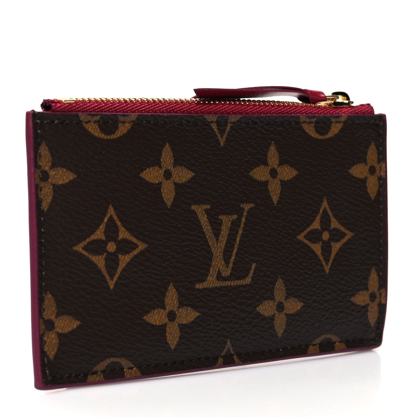Monogram Zipped Card Holder Fuchsia