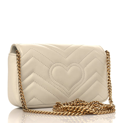 Gucci Calfskin Matelasse Super Mini GG Marmont Shoulder Bag White 3 of 9