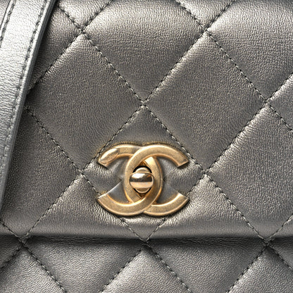 Chanel Metallic Lambskin Quilted Mini Side Note Flap Grey 8 of 11