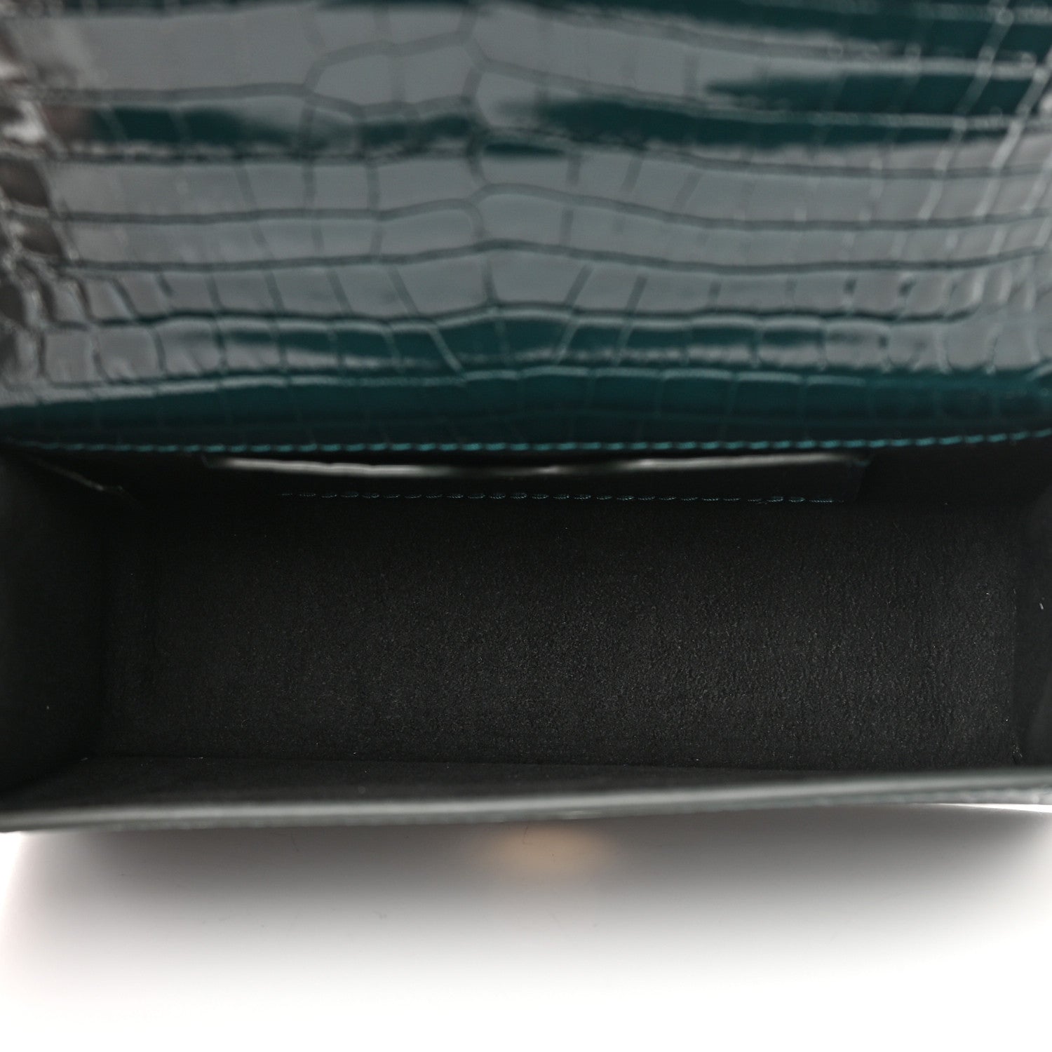 Alexander McQueen Shiny Crocodile Embossed Jeweled Satchel Emerald 5 of 13