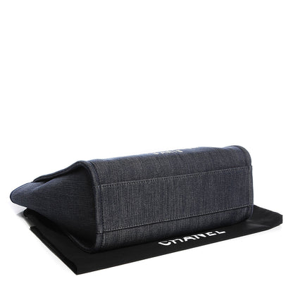 Chanel Canvas Small Deauville Tote Dark Blue 4 of 7