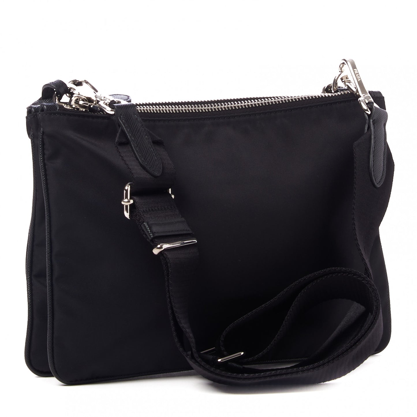 Re-Nylon Saffiano Re-Edition 2000 Double Zip Crossbody Bag Black