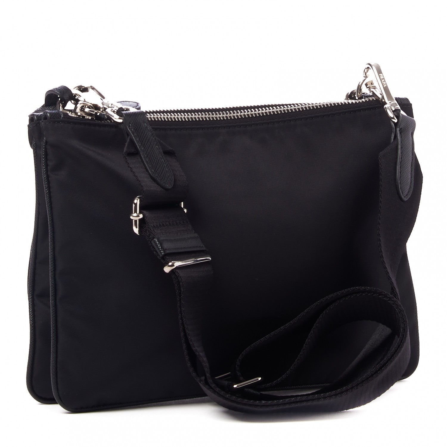 Prada Re-Nylon Saffiano Re-Edition 2000 Double Zip Crossbody Bag Black 3 of 9
