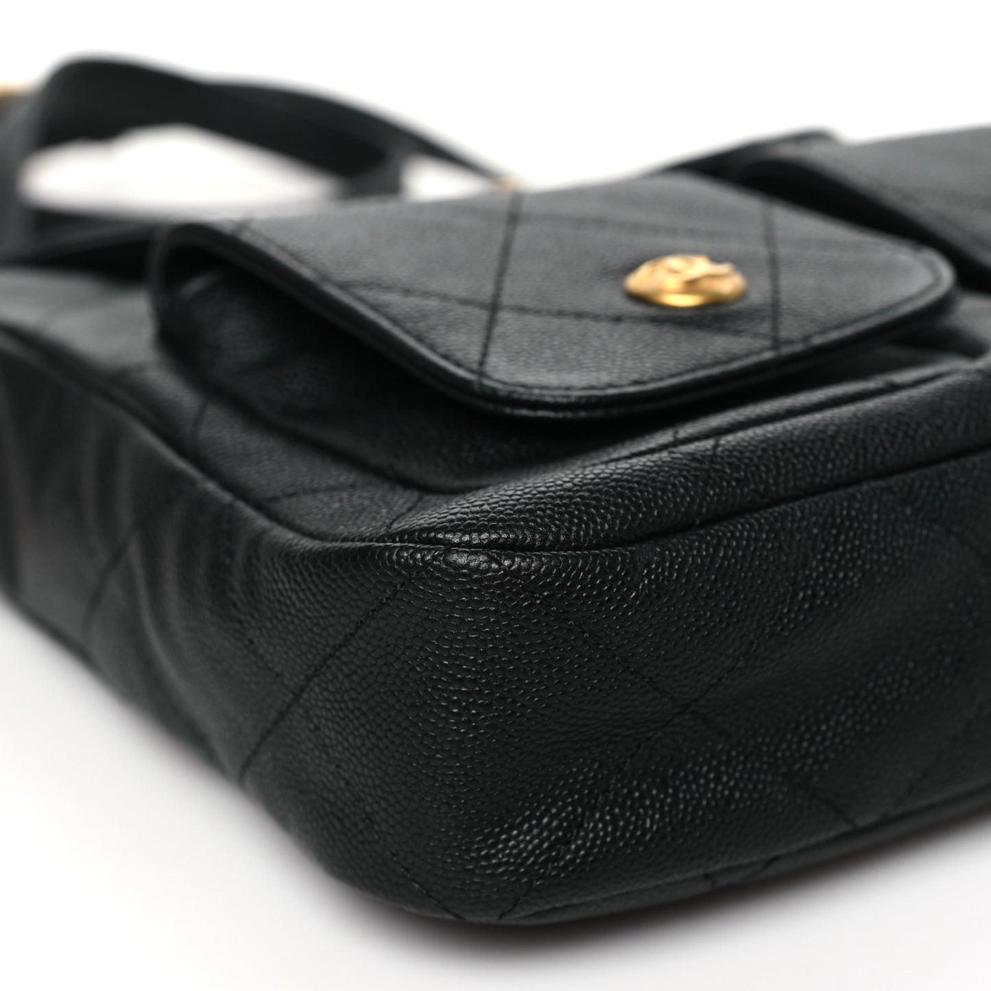 Caviar Quilted Small Supple Twins Hobo Bag Black