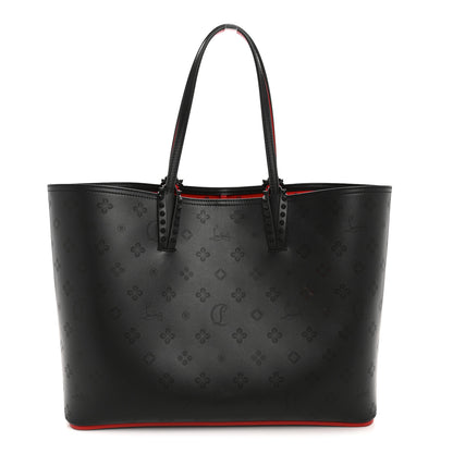 Christian Louboutin Perforated Calfskin Loubinthesky East West Cabata Tote Black Red 1 of 11