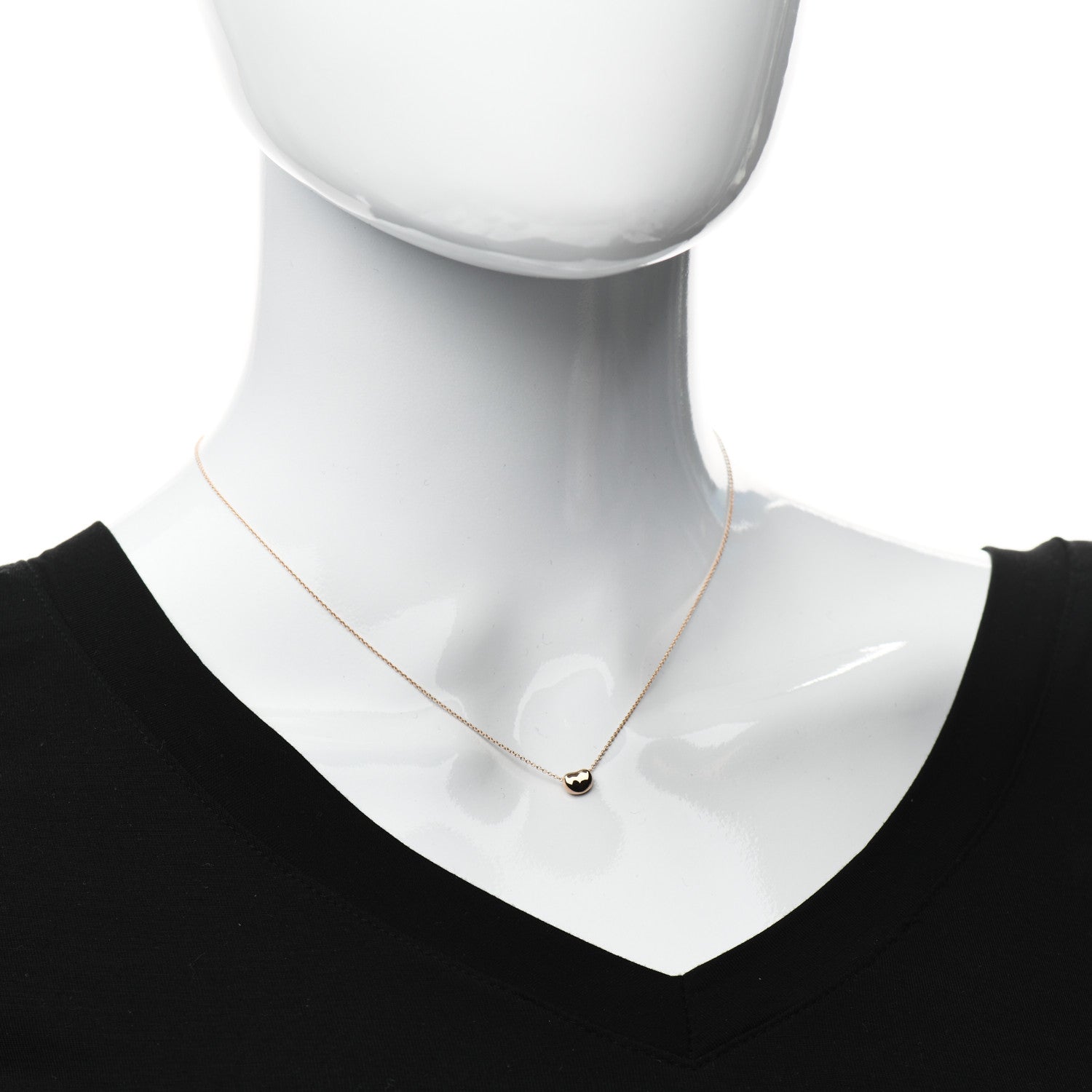 Tiffany 18K Rose Gold 6.5mm Elsa Peretti Bean Pendant Necklace 2 of 5