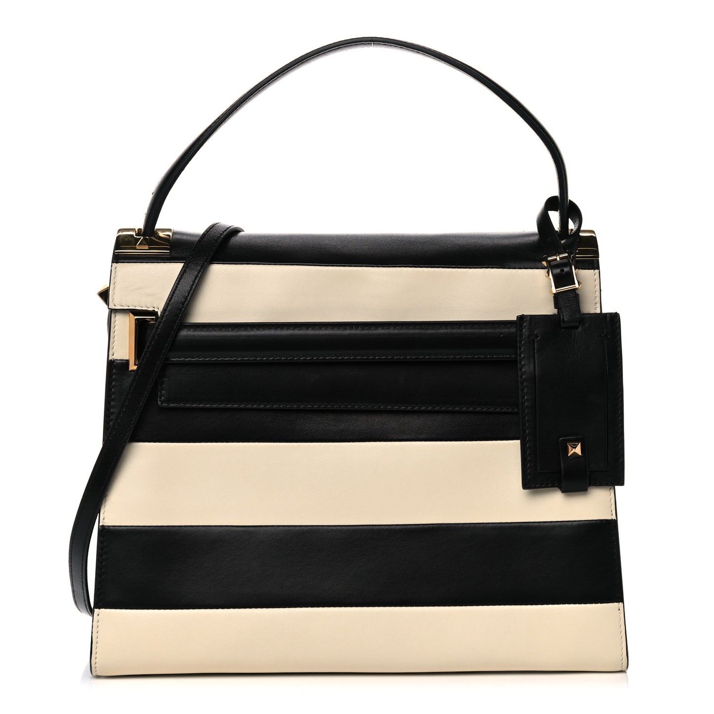 Nappa Striped Medium My Rockstud Frame Bag Black Light Ivory