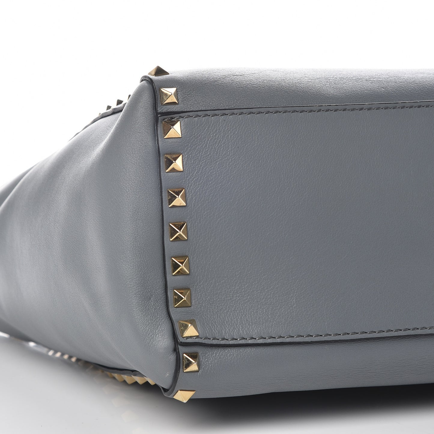 Vitello Rockstud Double Handle Tote Grey