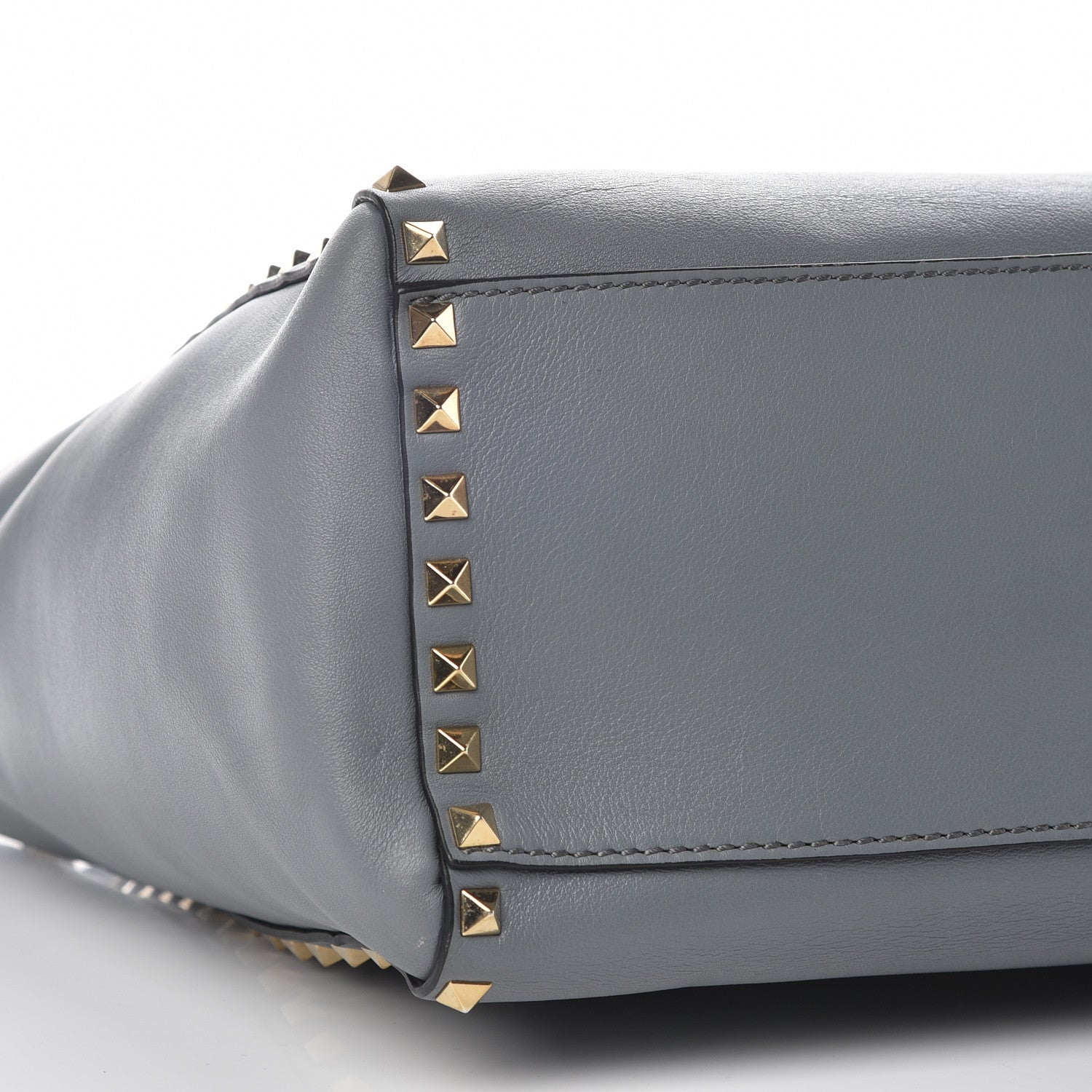 Valentino Garavani Vitello Rockstud Double Handle Tote Grey 9 of 10