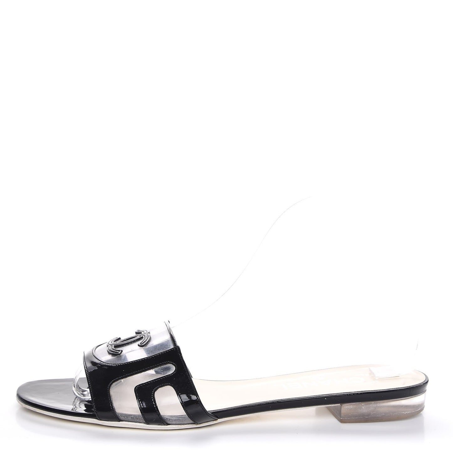 Patent Calfskin CC Sandals 39 Black
