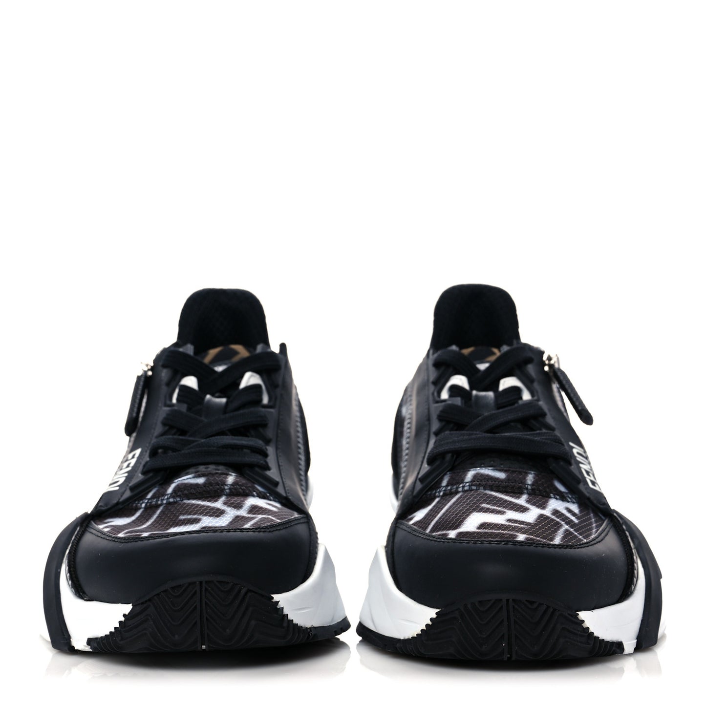 X SARAH COLEMAN Nylon Lycra FF Vertigo Fendi Flow Low Top Sneakers 38 Black