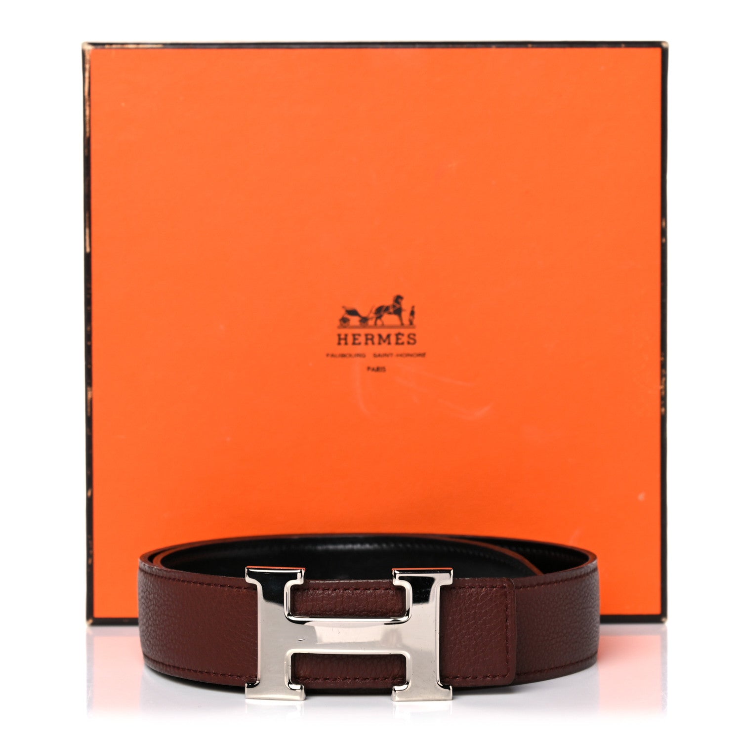 Hermes Box Togo 32mm H Belt 65 Black Rouge H 6 of 6