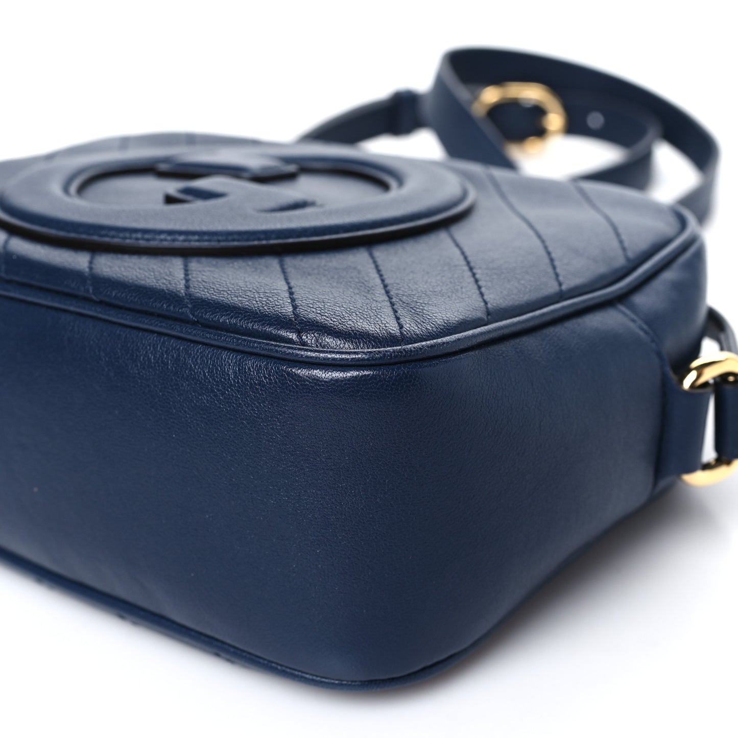 Sakai Be Green Calfskin Diagonal Stitched Small Blondie Shoulder Bag Blue Agata