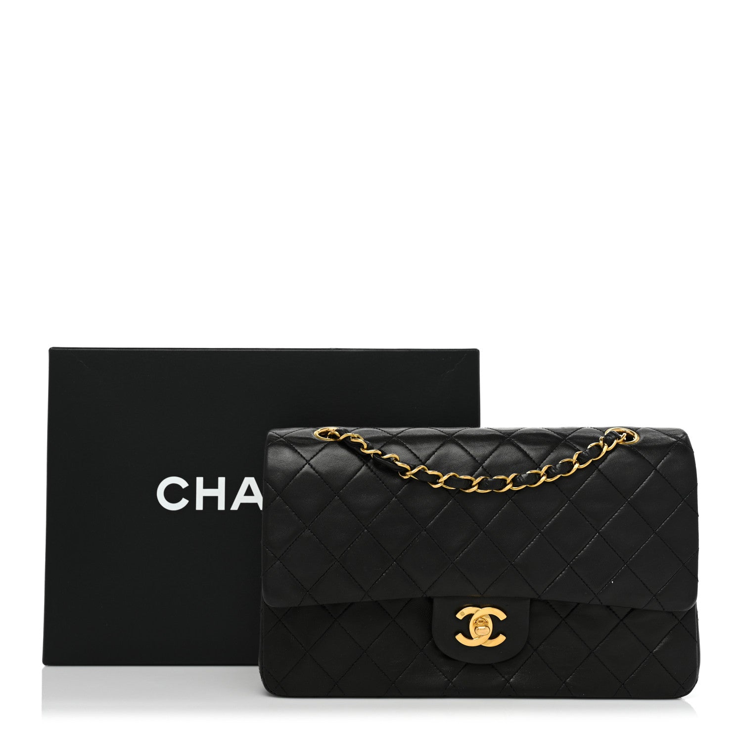 Chanel Lambskin Quilted Medium Double Flap Black 16 of 16