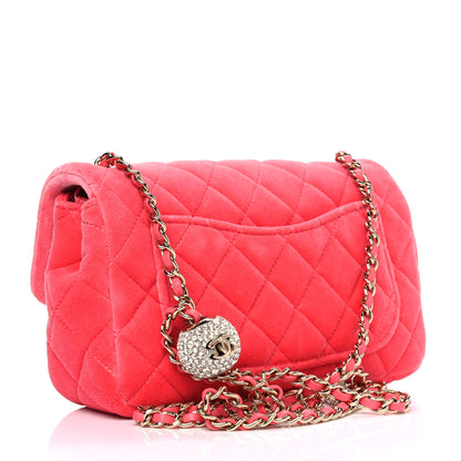 Chanel Velvet Quilted Mini Rectangular Pearl Crush Flap Coral 2 of 4