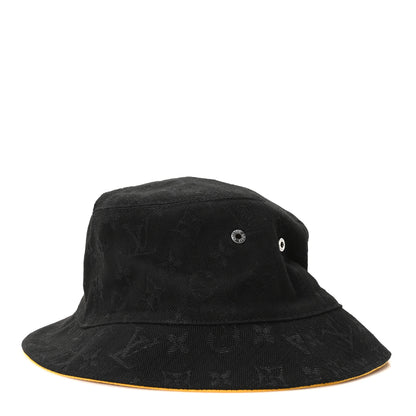 Louis Vuitton Denim Monogram Reversible LV Bucket Hat 60 Black Yellow 3 of 10