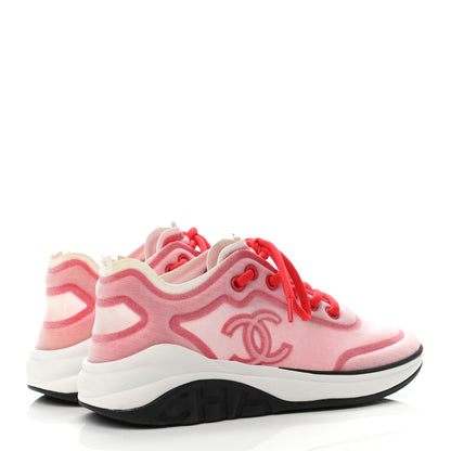 Chanel Lycra Fabric CC Sneakers 36 White Red 3 of 4