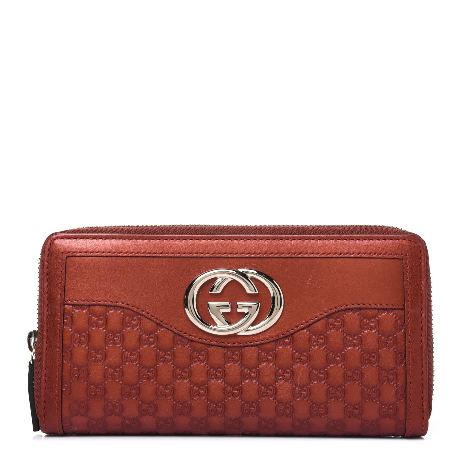 Gucci Metallic Microguccissima Sukey Zip Around Wallet Burnt Orange 1 of 17
