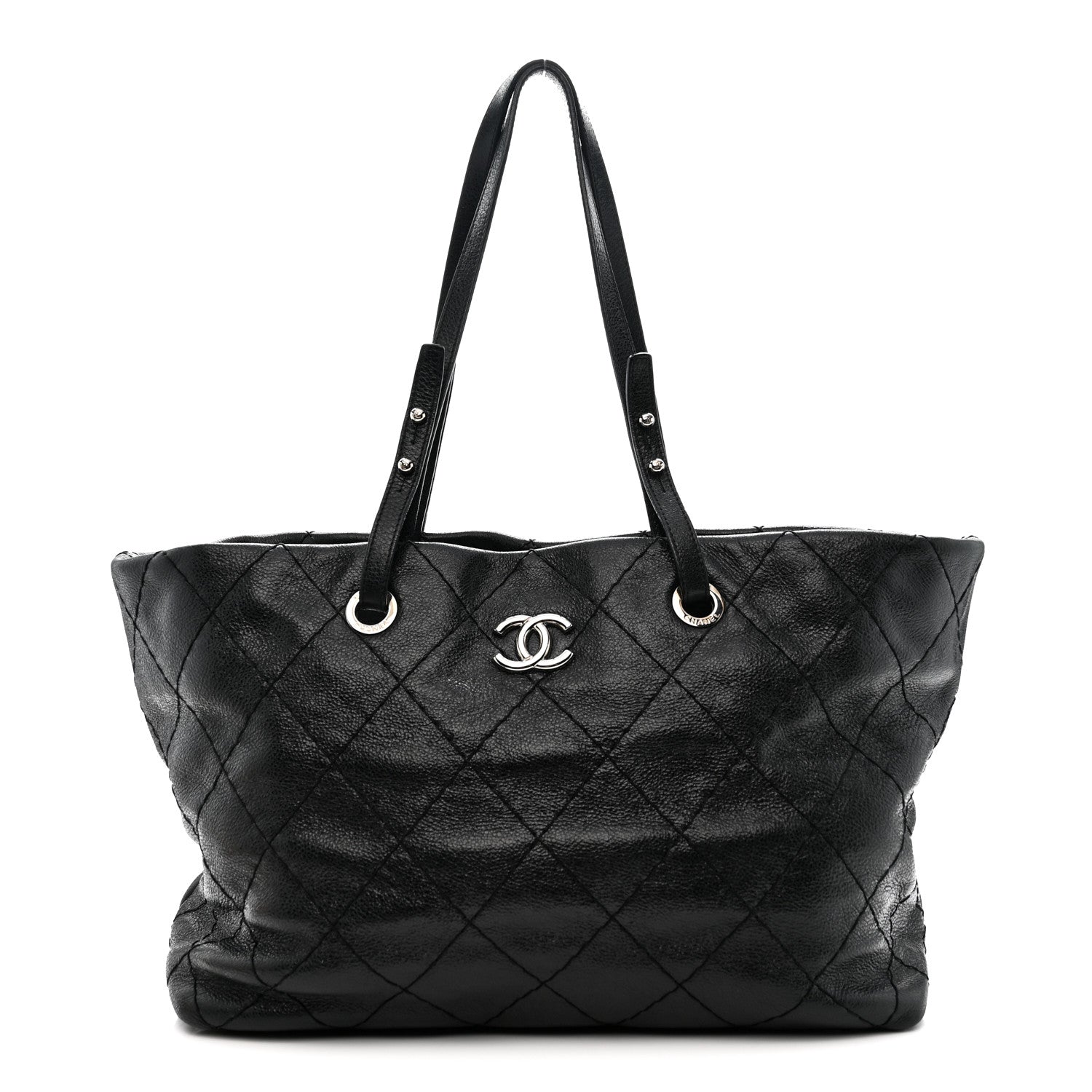 Chanel Glazed Calfskin Large On The Road Tote Black 1 of 11