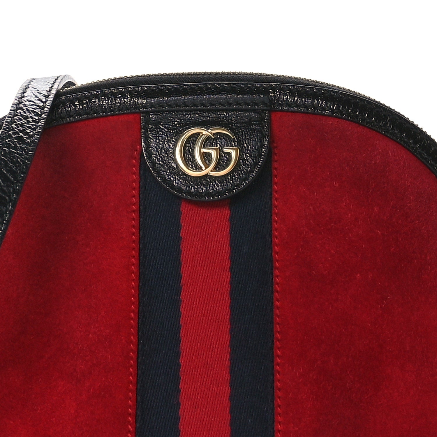 Gucci Suede Patent Web GG Small Ophidia Dome Shoulder Bag Hibiscus Red 8 of 11