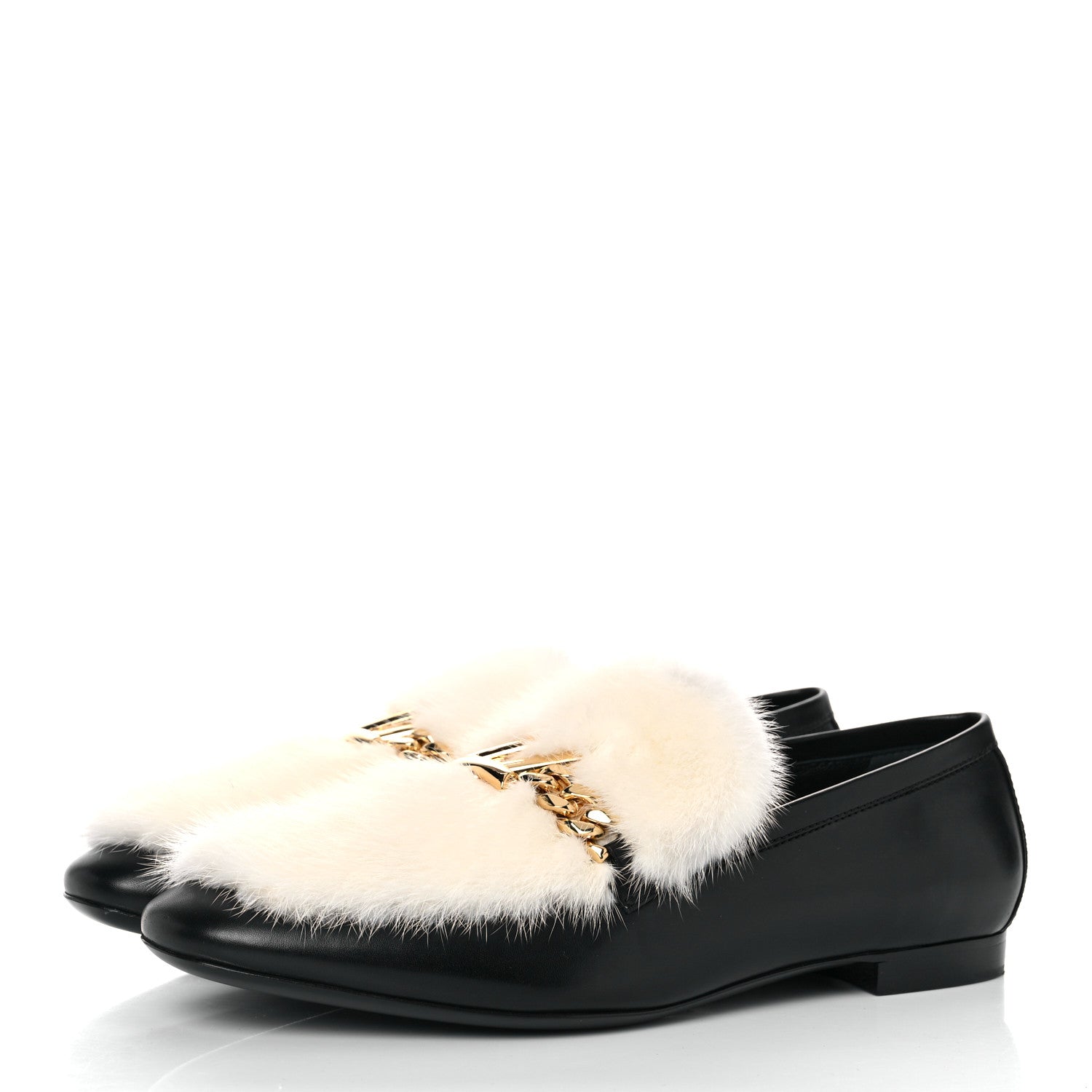 Louis Vuitton Calfskin Mink Upper Case Flat Loafer 37.5 Black 3 of 10