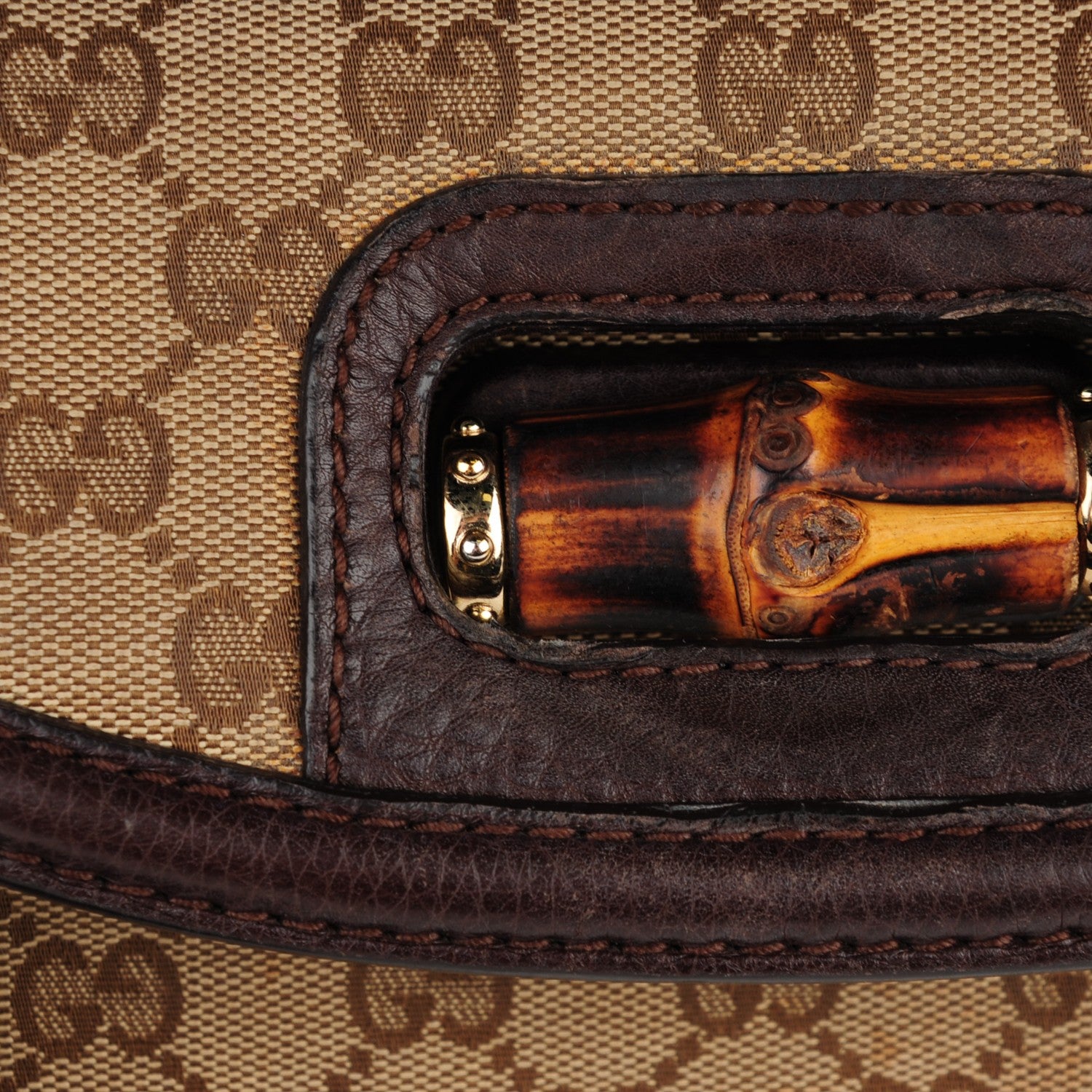 Gucci Monogram Medium New Bamboo Top Handle Bag Dark Brown 8 of 9