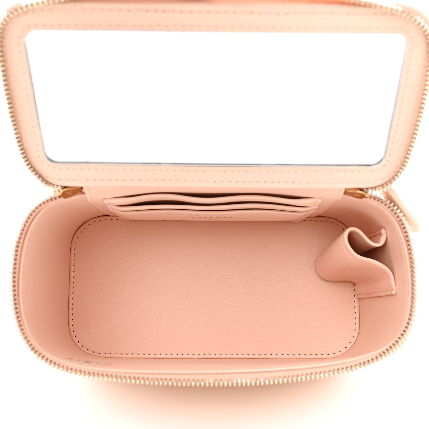 Lambskin Quilted Sweet Camellia Small Vanity Case With Chain Pink
