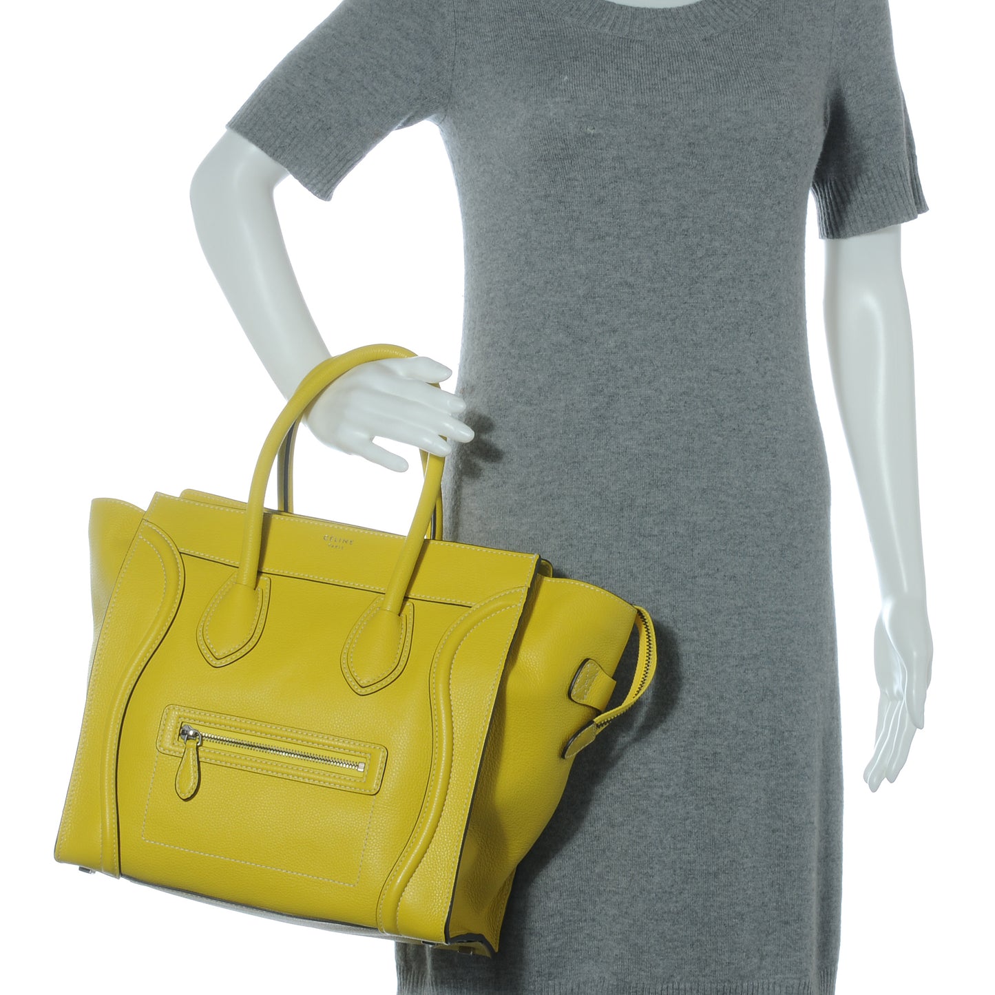 Drummed Calfskin Mini Luggage Citron