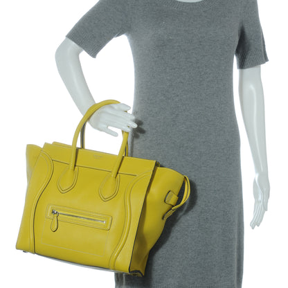 Celine Drummed Calfskin Mini Luggage Citron 2 of 8