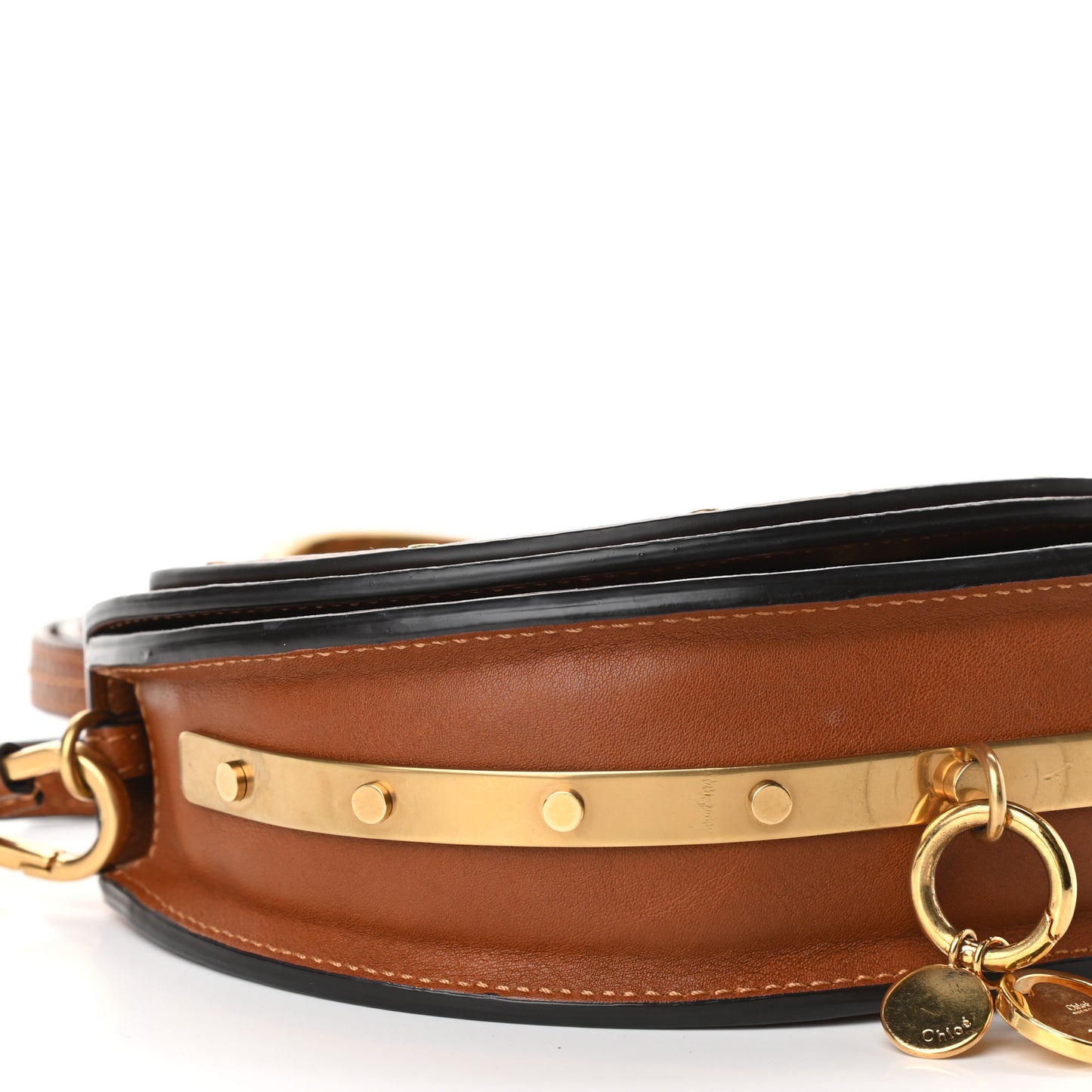 Calfskin Small Nile Bracelet Minaudiere Bag Caramel