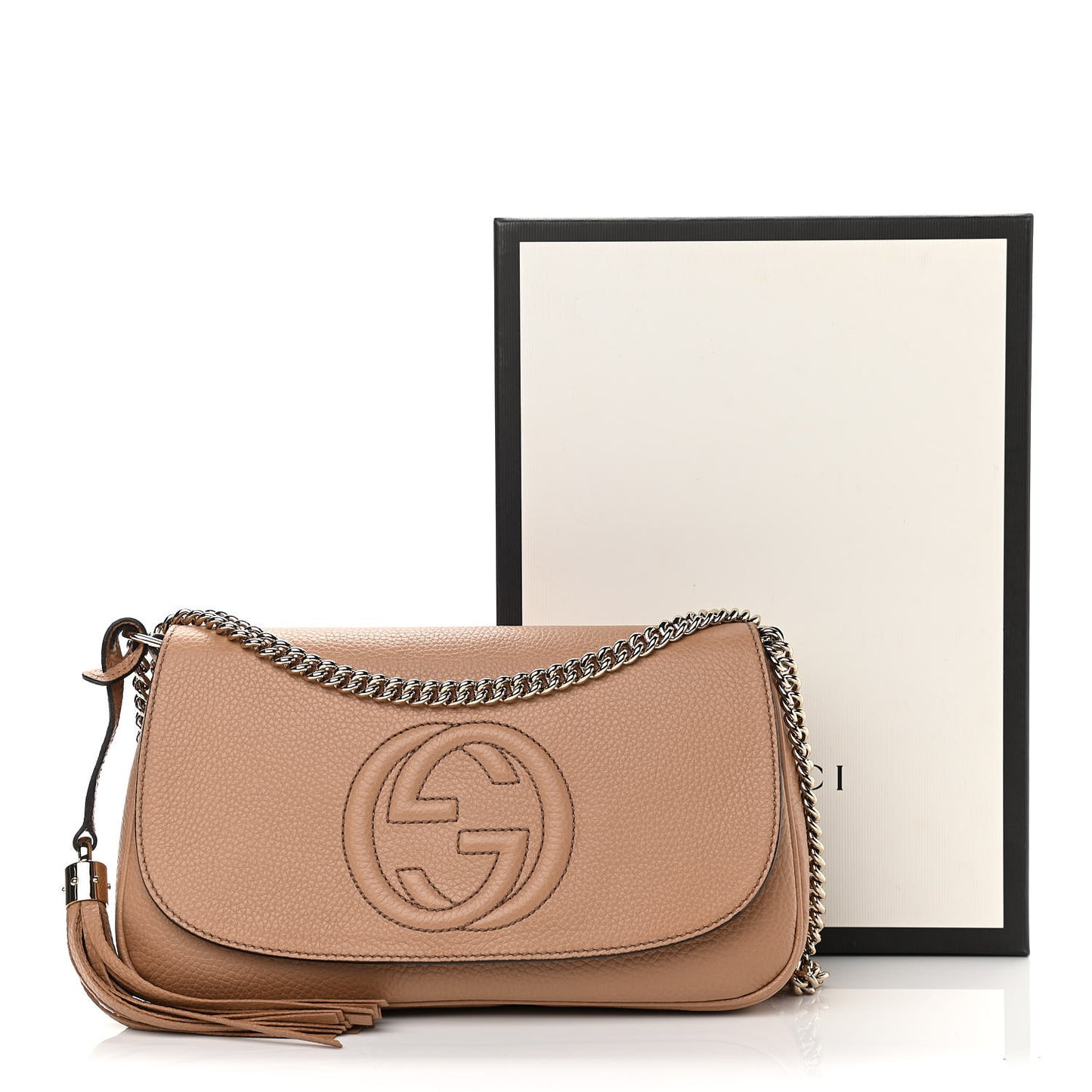 Pebbled Calfskin Medium Soho Flap Crossbody Camelia