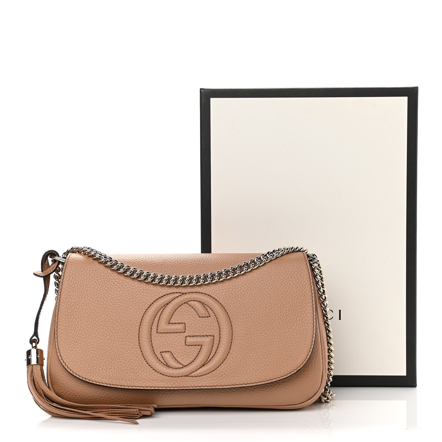 Gucci Pebbled Calfskin Medium Soho Flap Crossbody Camelia 12 of 12