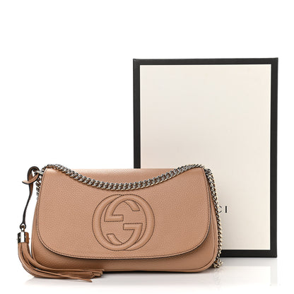 Gucci Pebbled Calfskin Medium Soho Flap Crossbody Camelia 12 of 12