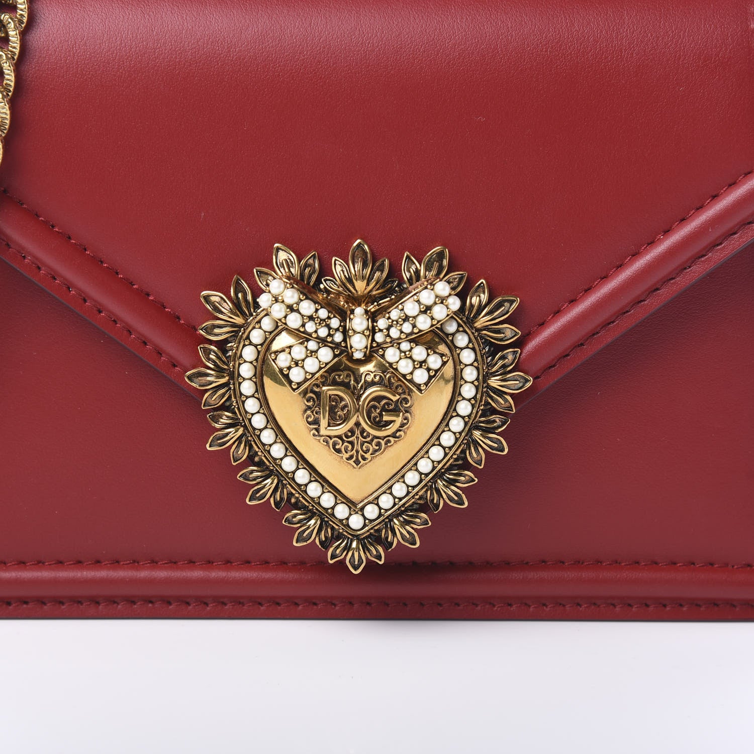 Dolce & Gabbana Smooth Calfskin Small Devotion Envelope Top Handle Bag Red 8 of 9