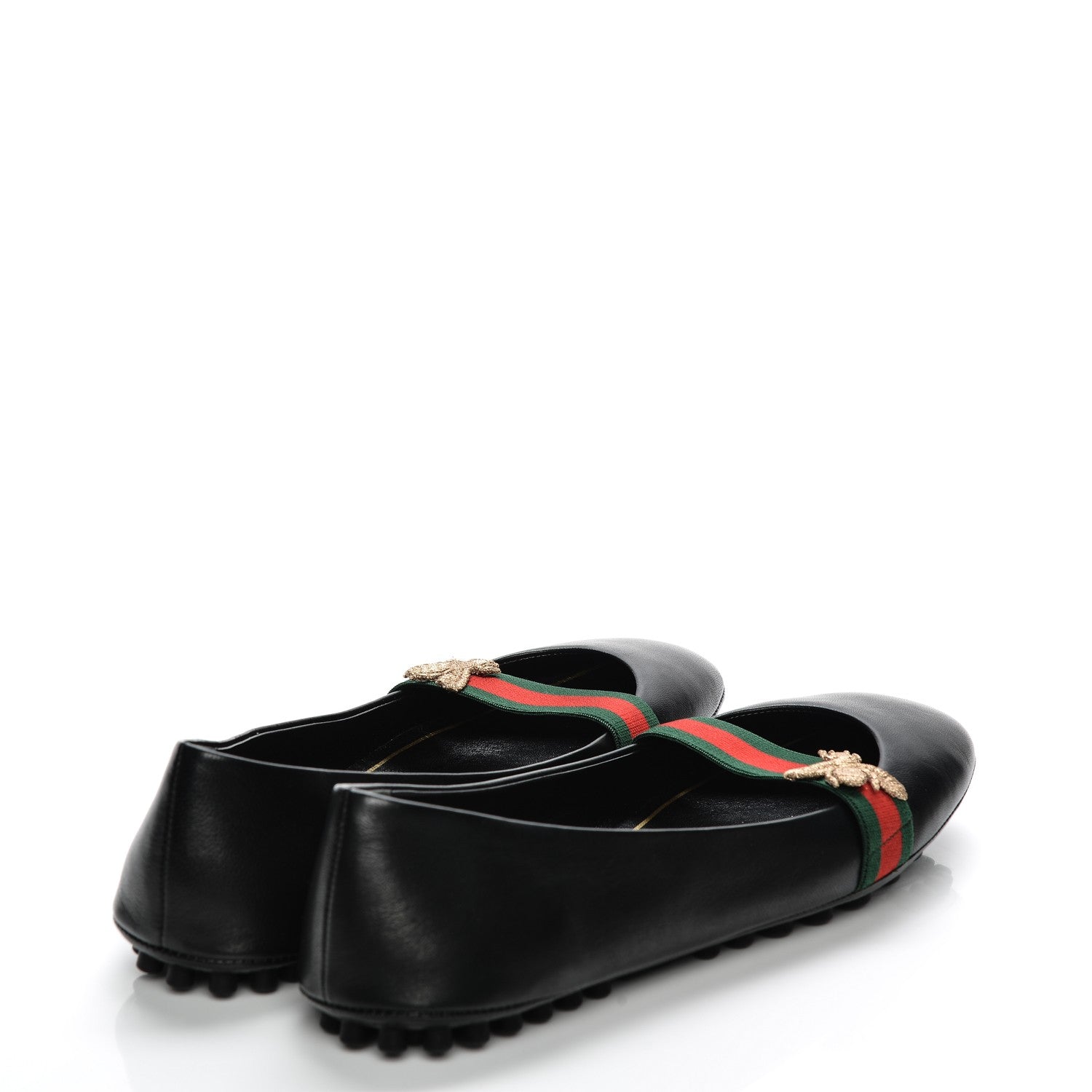 Gucci Calfskin Bayadere Ballerina Flat 38.5 Nero Black 4 of 9