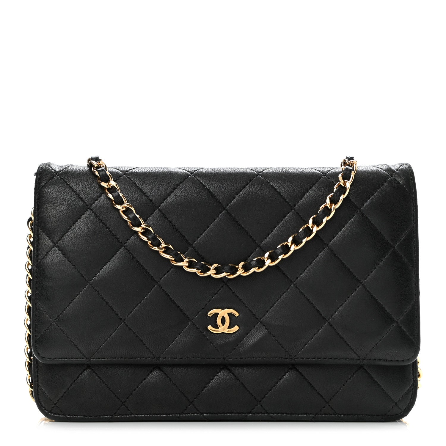 Chanel Lambskin Quilted Wallet On Chain WOC Black 1 of 14