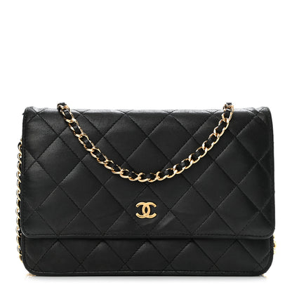 Chanel Lambskin Quilted Wallet On Chain WOC Black 1 of 14