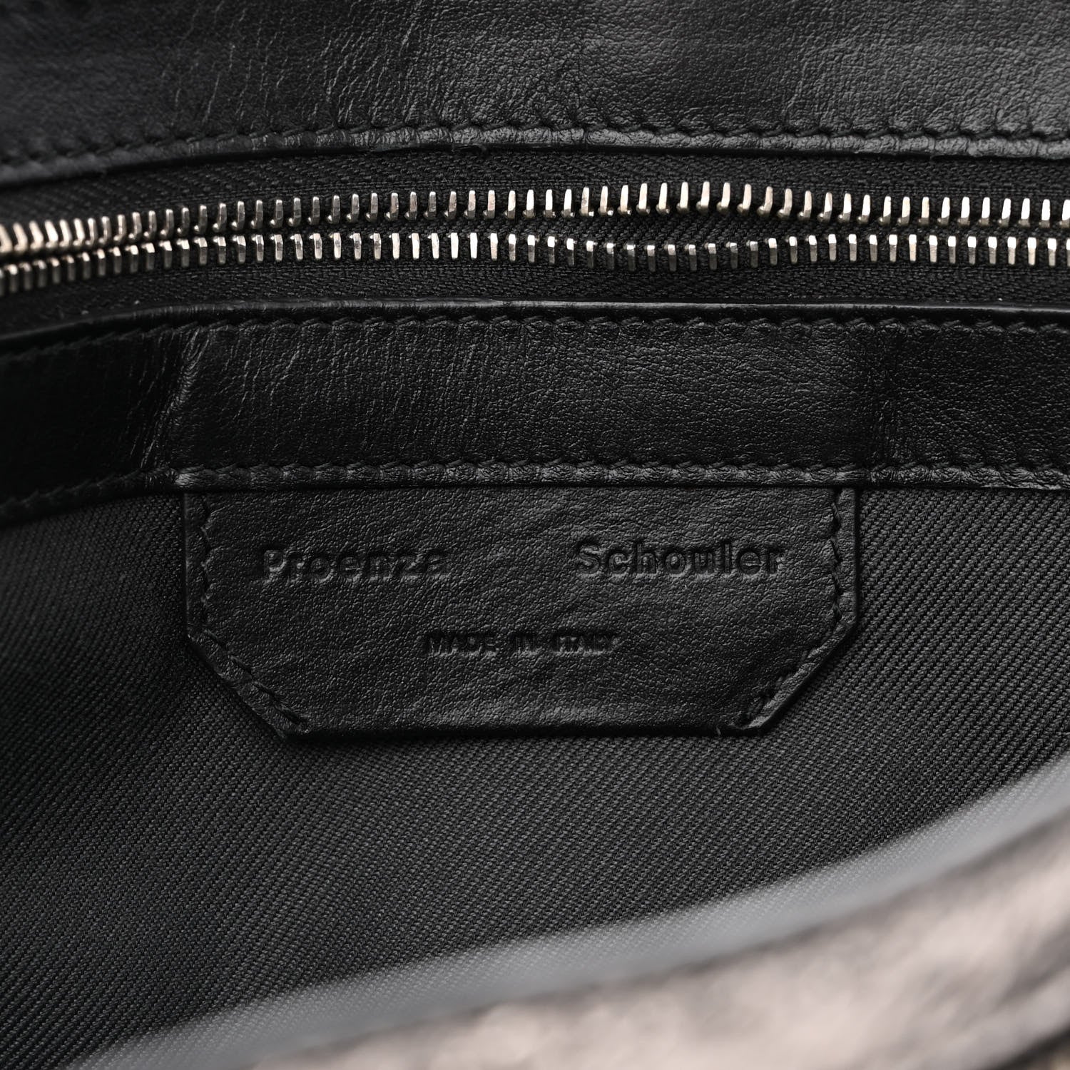 Proenza Schouler Metallic Paper Lambskin Medium PS1 Plus Zip Satchel Dark Silver 6 of 10