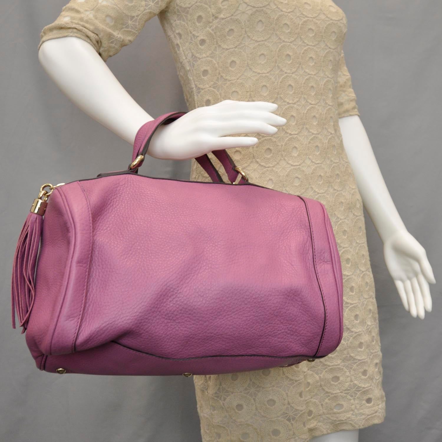 Gucci Pebbled Calfskin Medium Soho Boston Fresia Rose 2 of 10