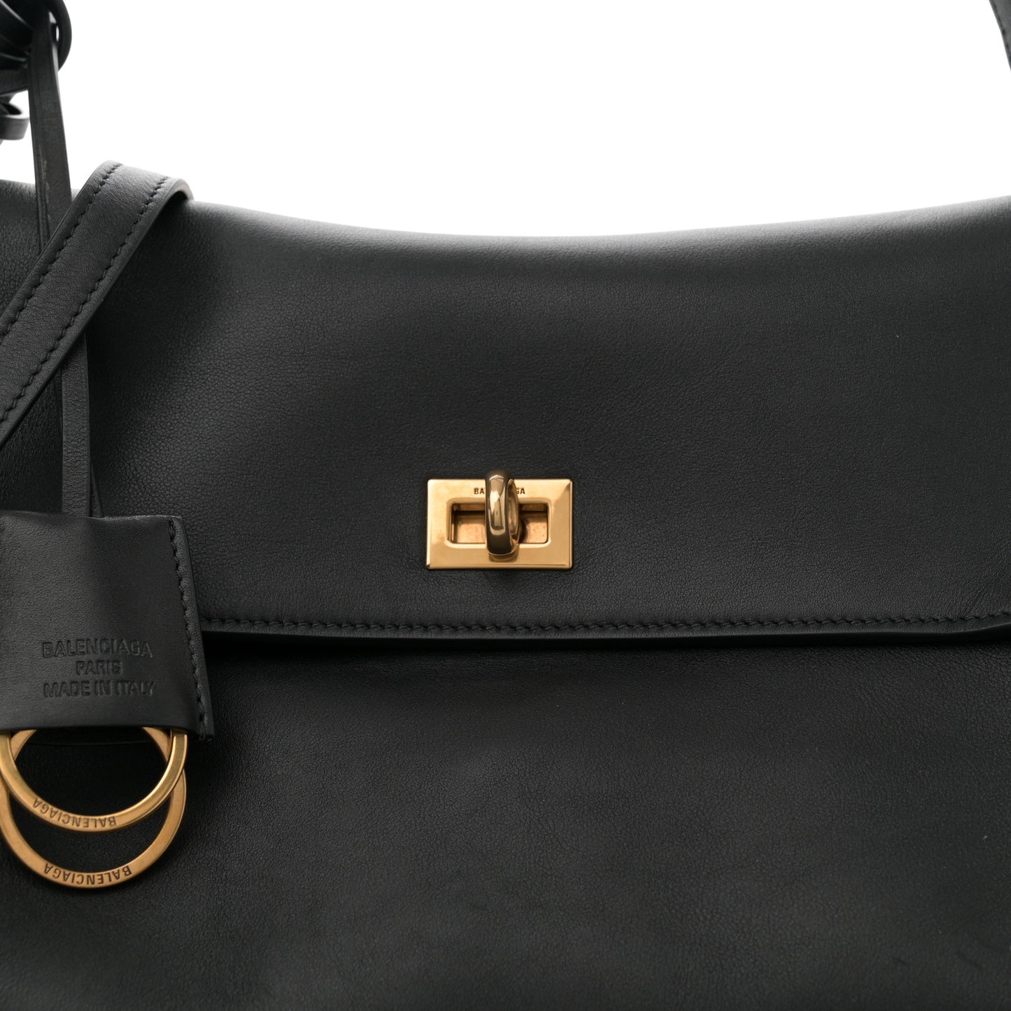 Smooth Calfskin Large Rodeo Top Handle Handbag Black