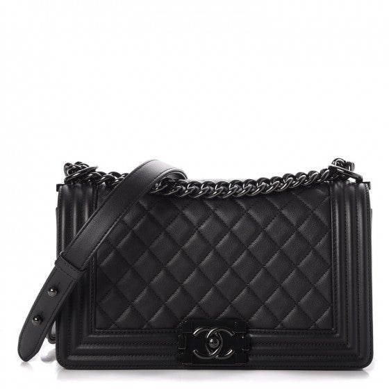 Chanel Calfskin Quilted Medium Boy Flap So Black 1 of 9