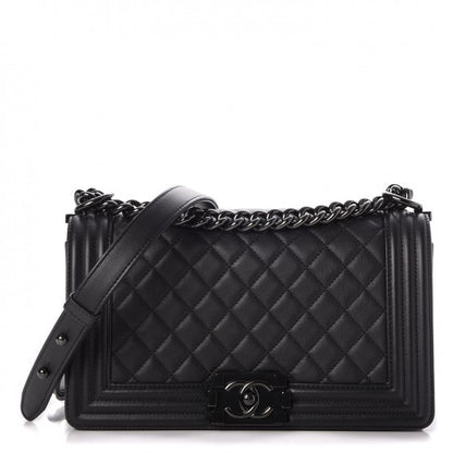 Chanel Calfskin Quilted Medium Boy Flap So Black 1 of 9