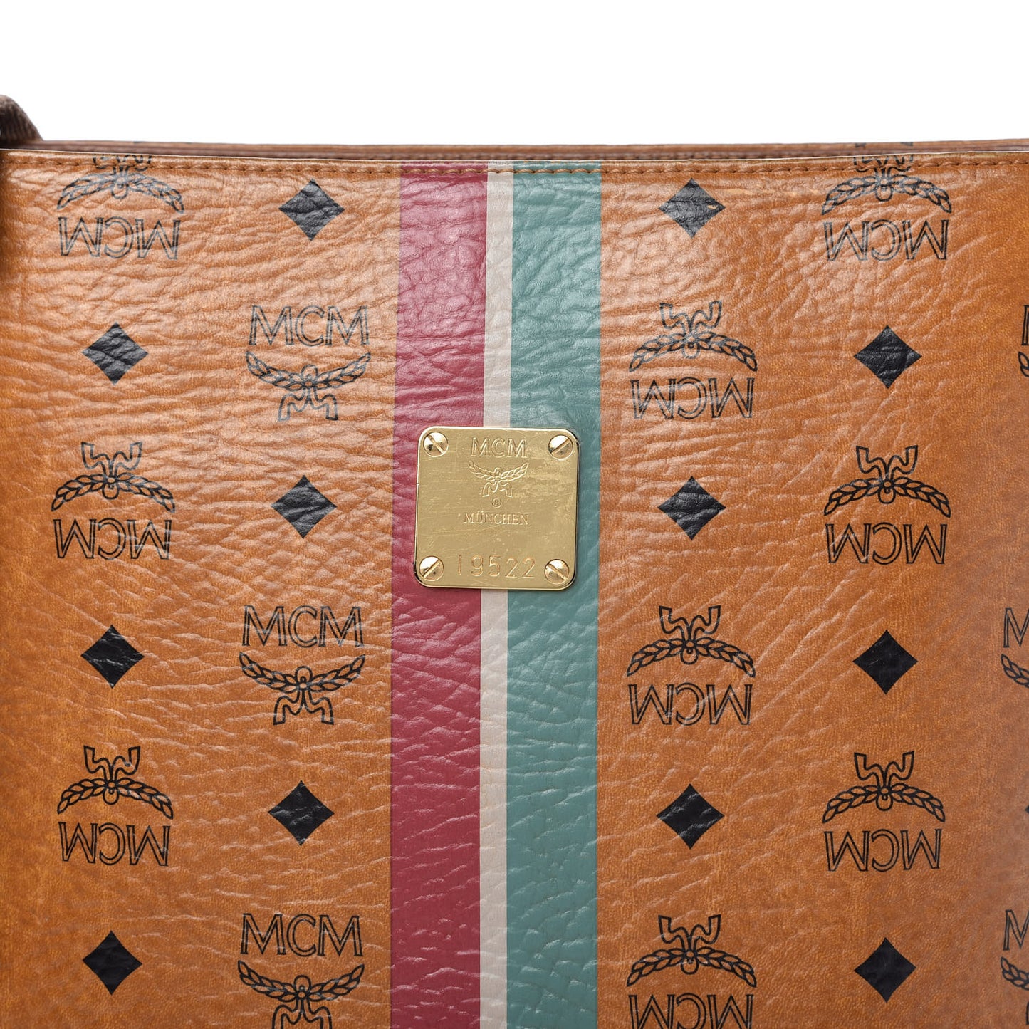 Visetos Striped Crossbody Messenger Cognac