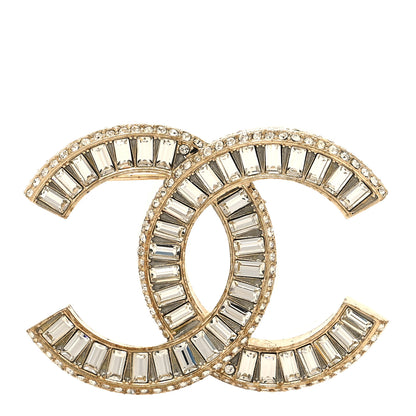 Chanel Baguette Crystal CC Brooch Gold 1 of 5