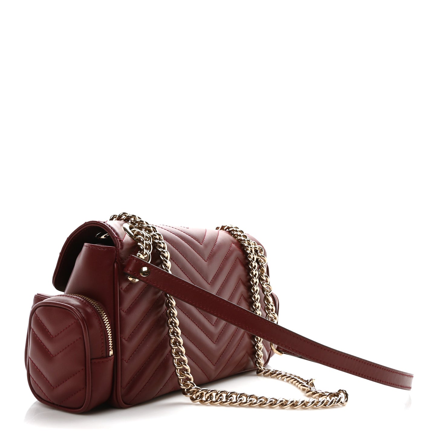 Calfskin Matelasse Small GG Marmont Multi Pocket Shoulder Bag Rosso Ancora