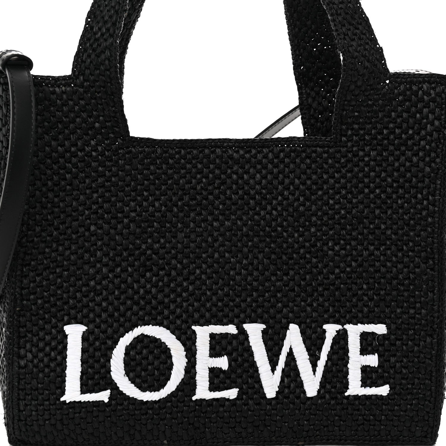 Loewe Raffia Medium Paula's Ibiza Logo Tote Black White 7 of 10
